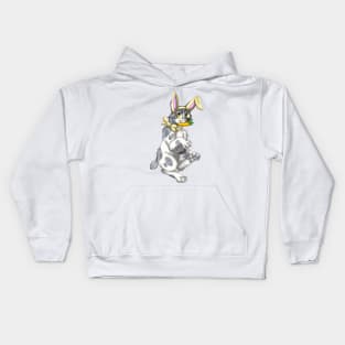 Bobtail BunnyCat: Grey Bicolor (Yellow) Kids Hoodie